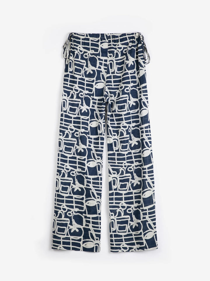 Cookery festival pattern wide-leg trousers