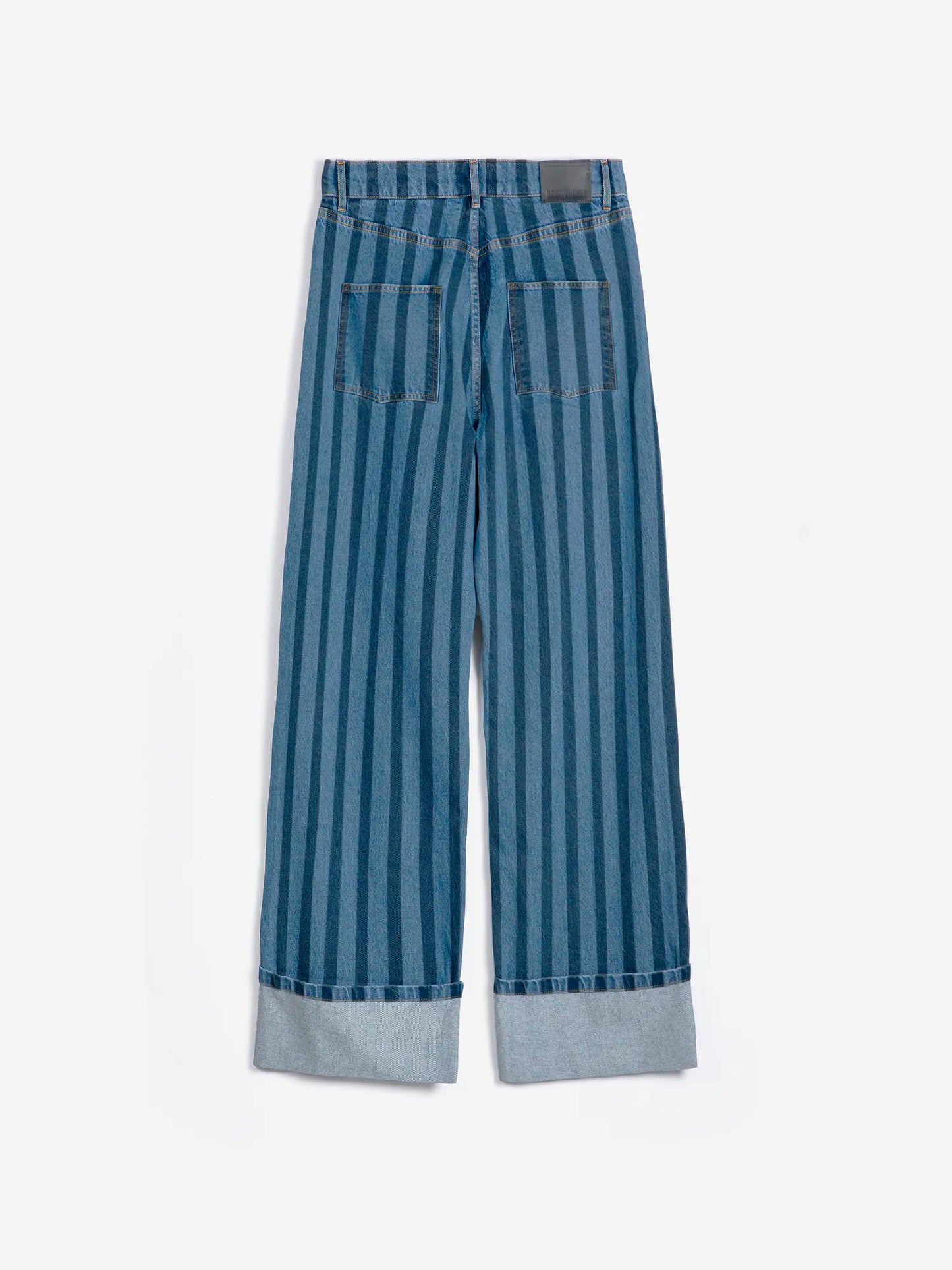 Striped wide-leg denim pants