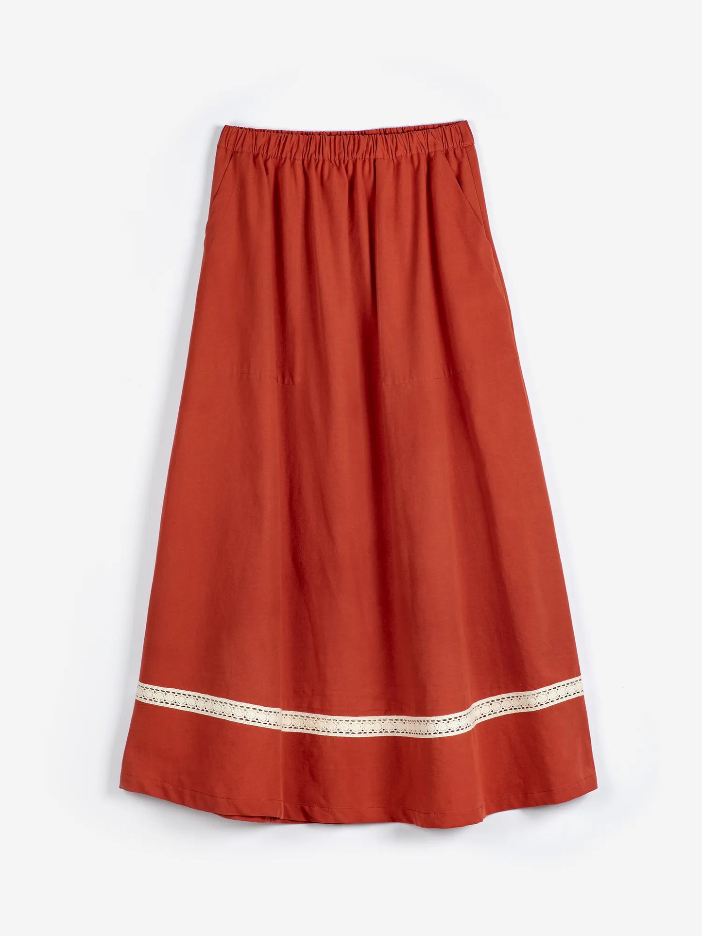 Contrast-trim evasé skirt