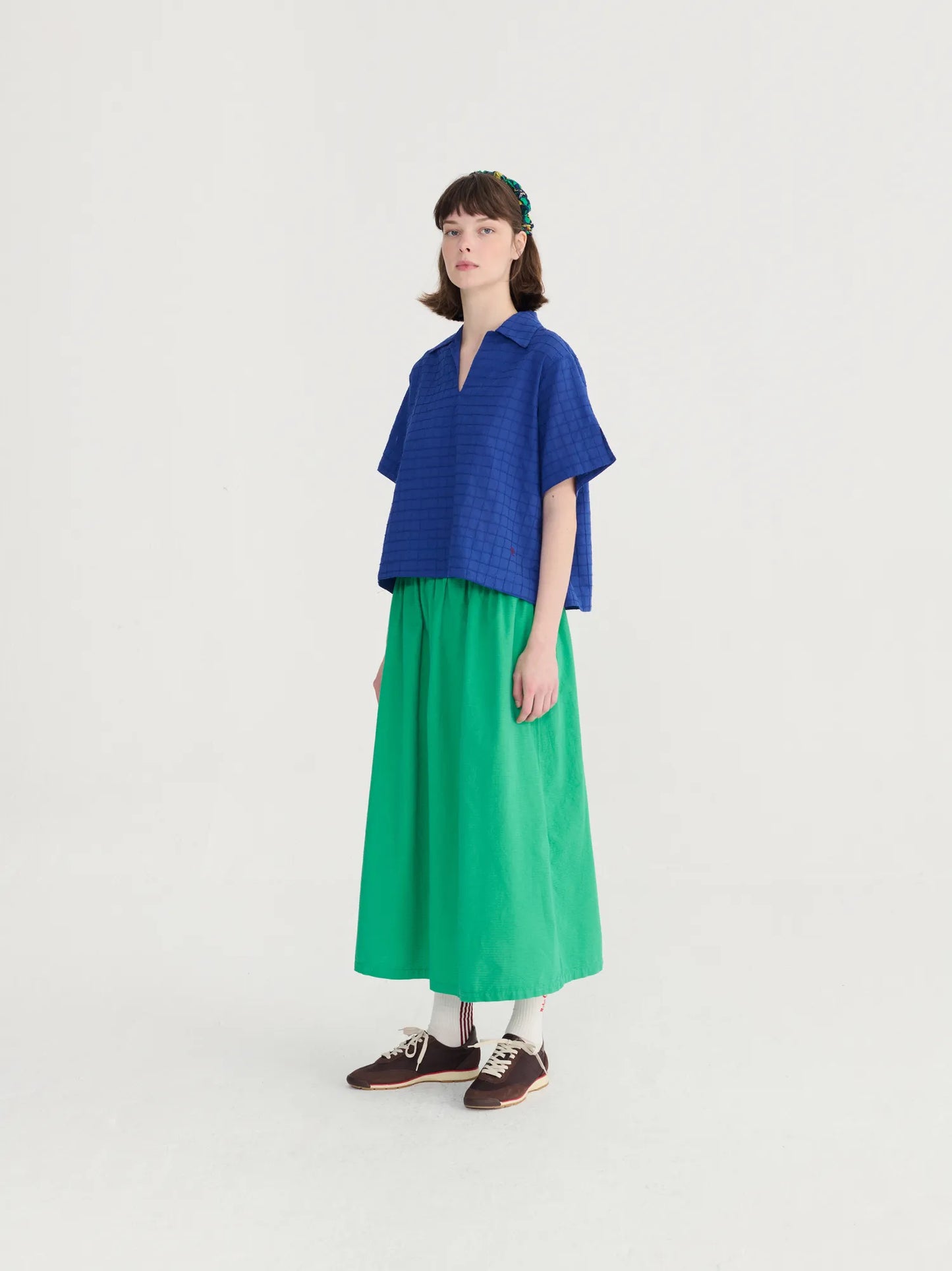 Recycled cotton evasé skirt