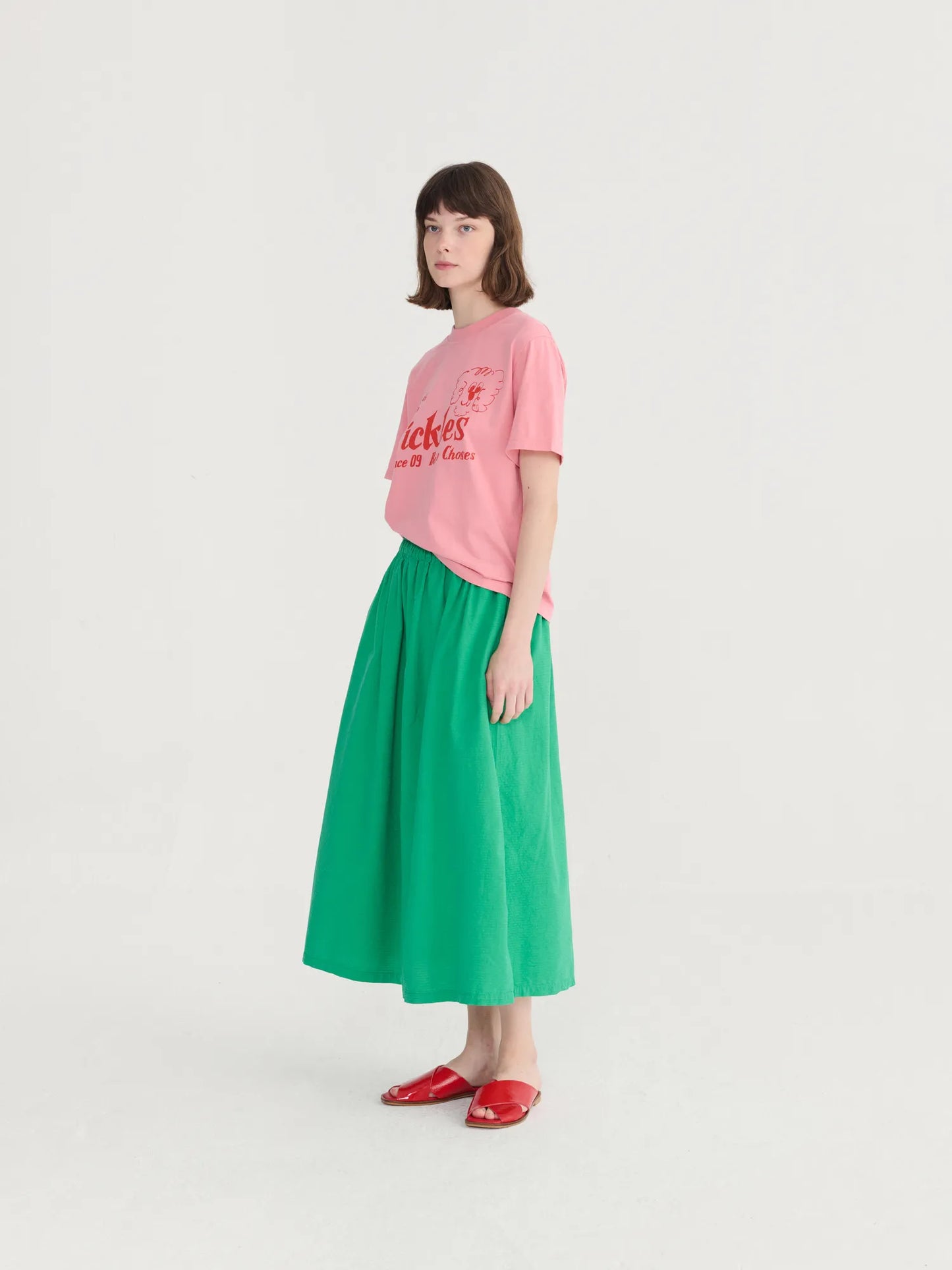 Recycled cotton evasé skirt