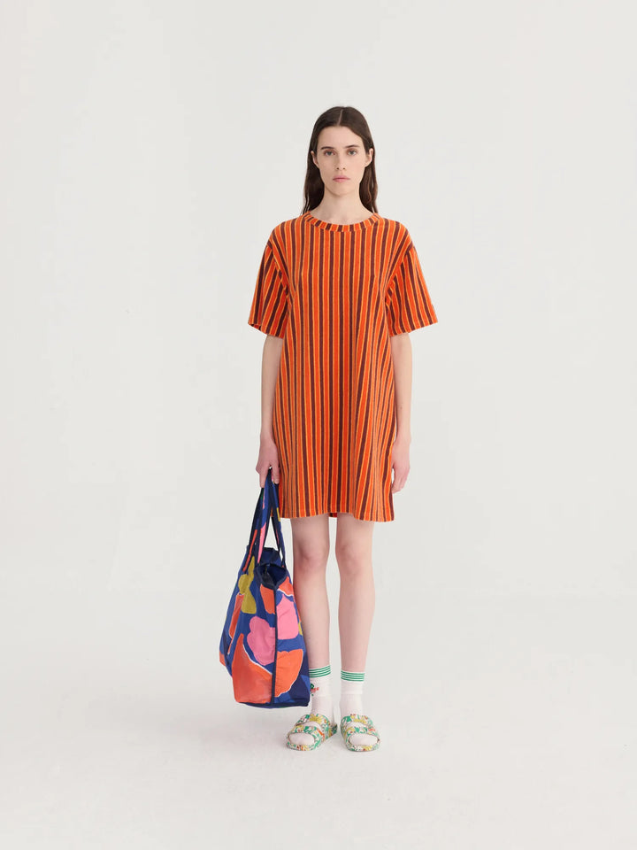 Striped terry short dress