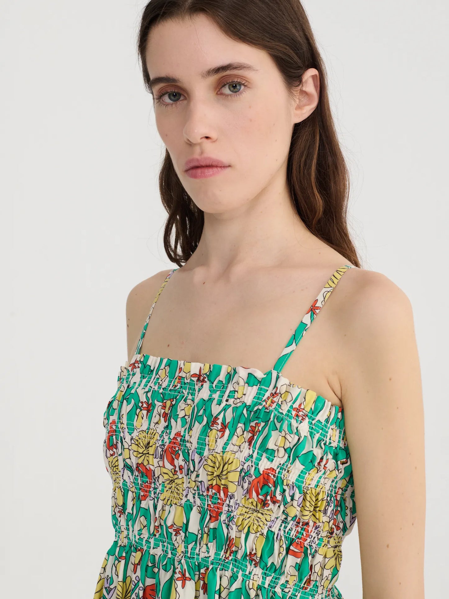 Color Herbalist gathered bustier dress