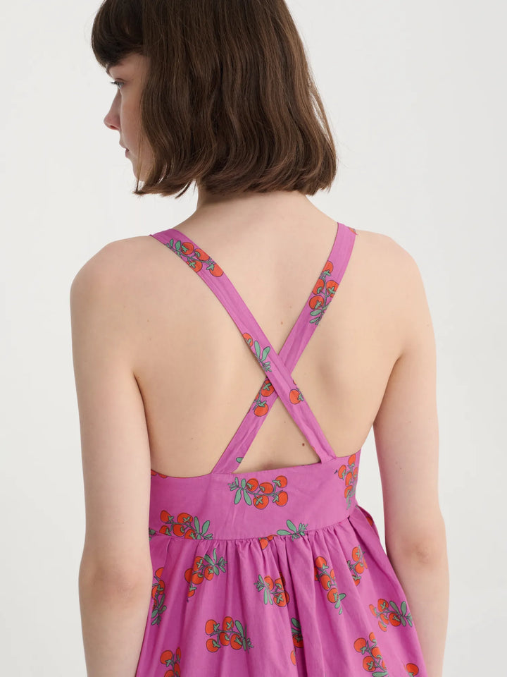 Juicy tomatoes pattern strap dress