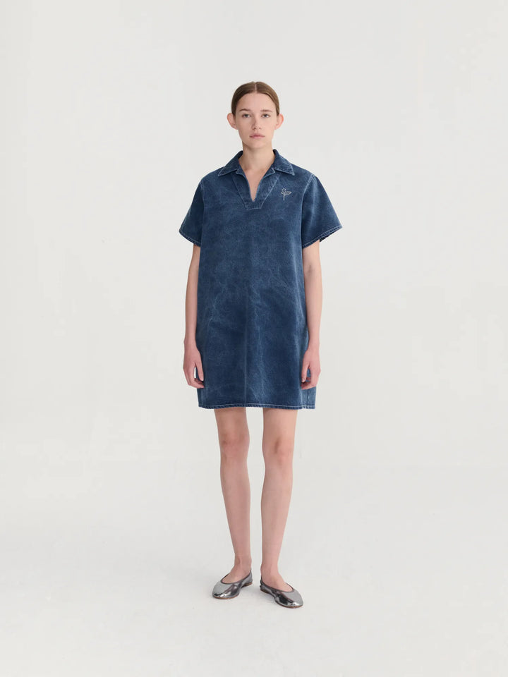 Washed polo twill dress