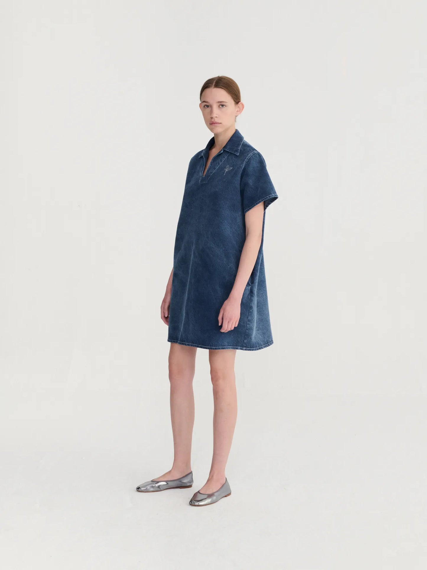 Washed polo twill dress