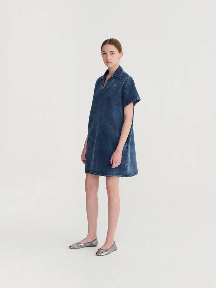 Washed polo twill dress
