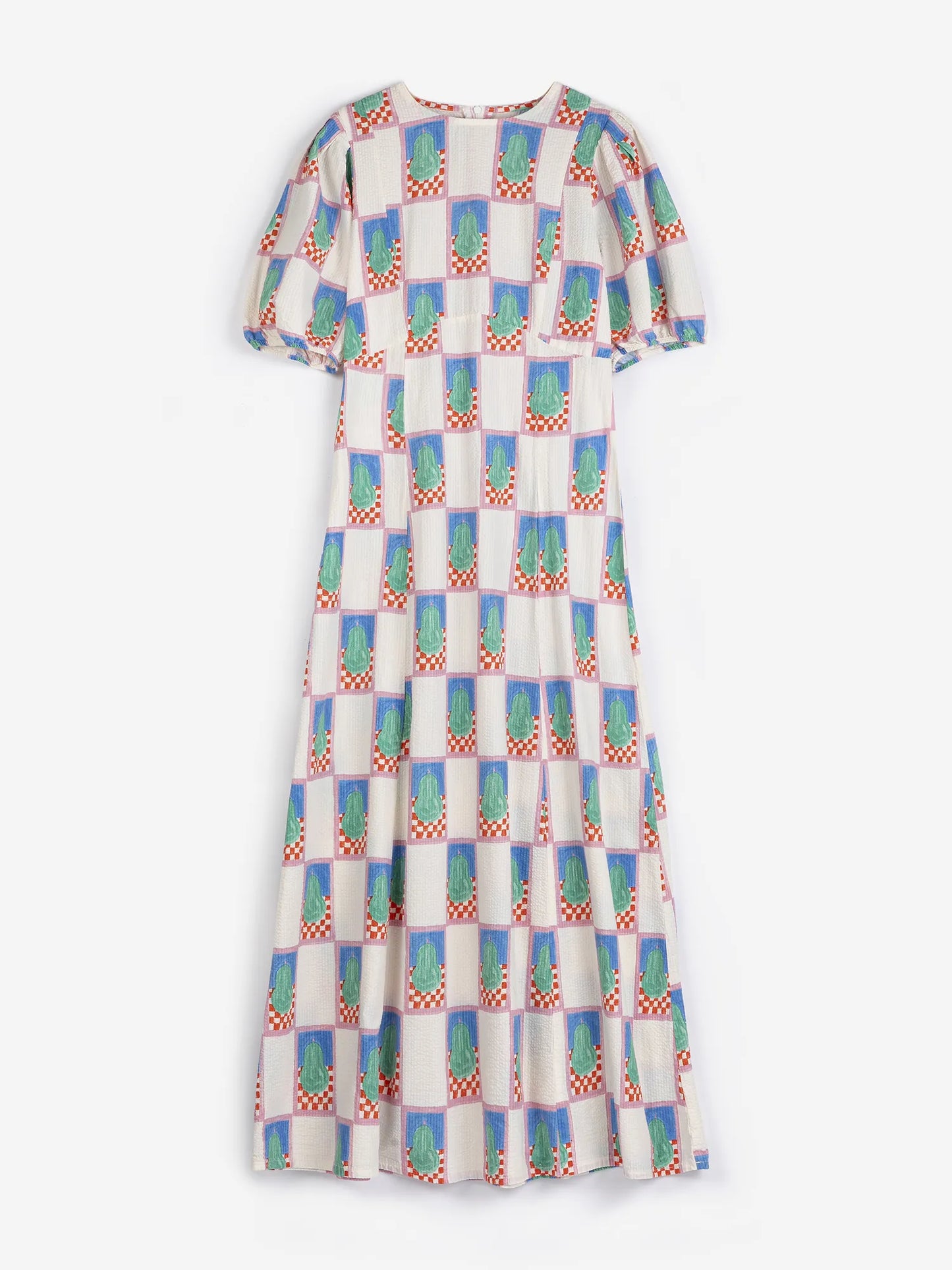 Simple Pear pattern puff sleeve dress