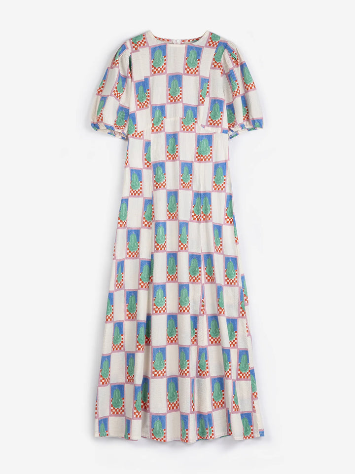 Simple Pear pattern puff sleeve dress