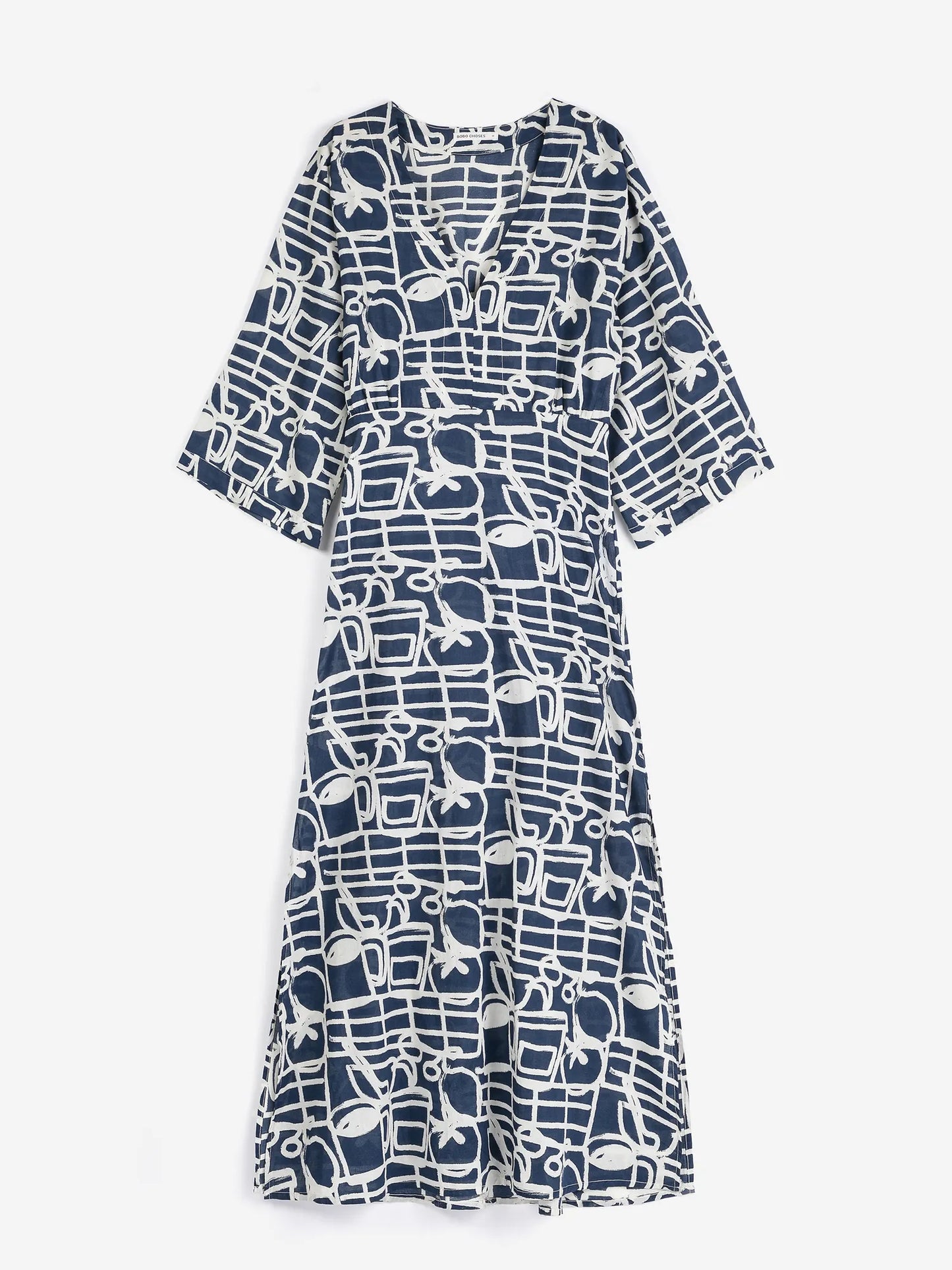 Cookery festival pattern v-neck dress