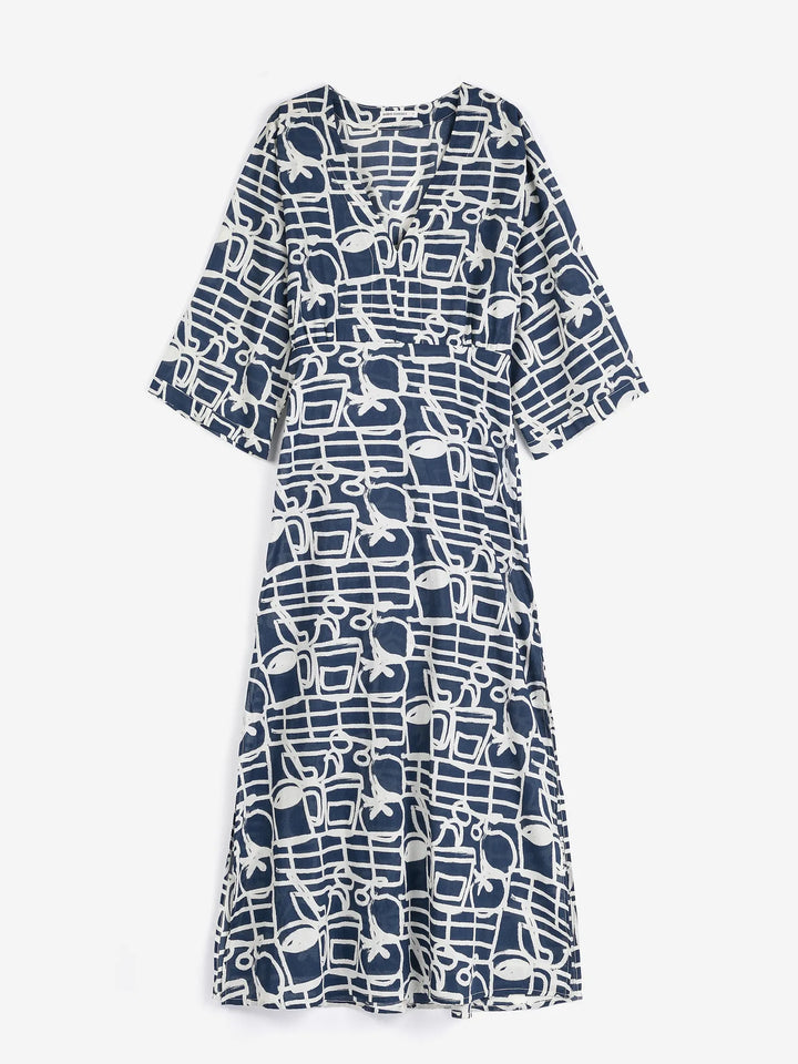 Cookery festival pattern v-neck dress