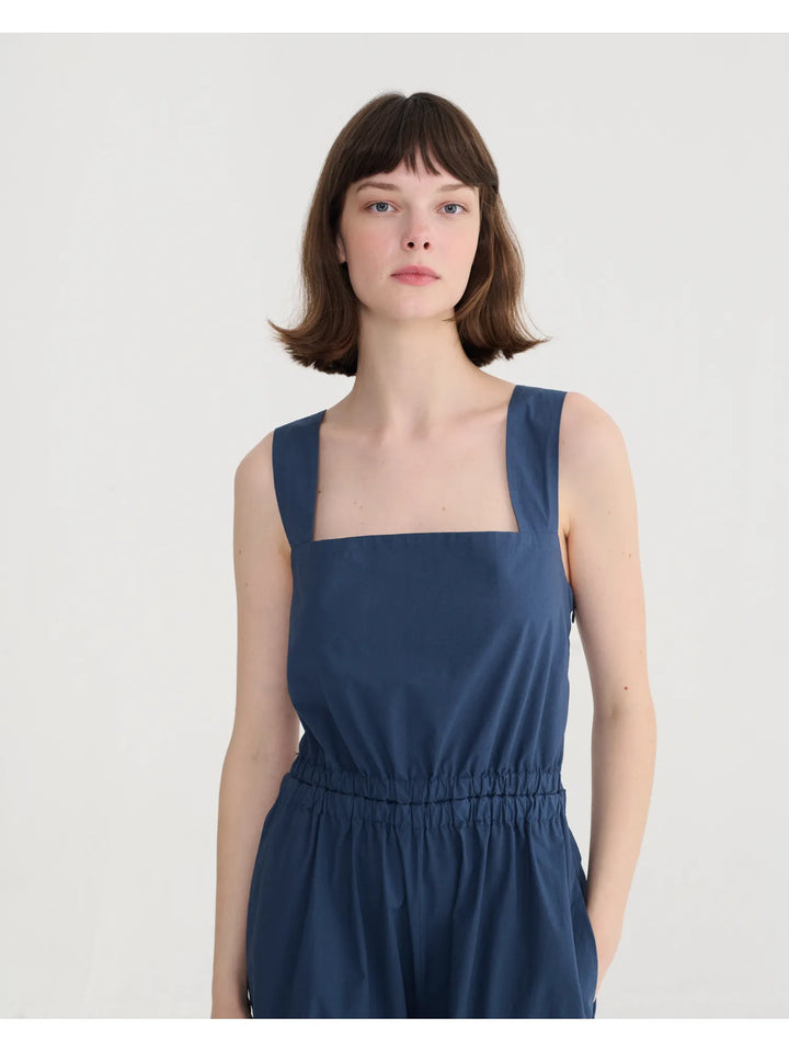 Textured cotton strap overall