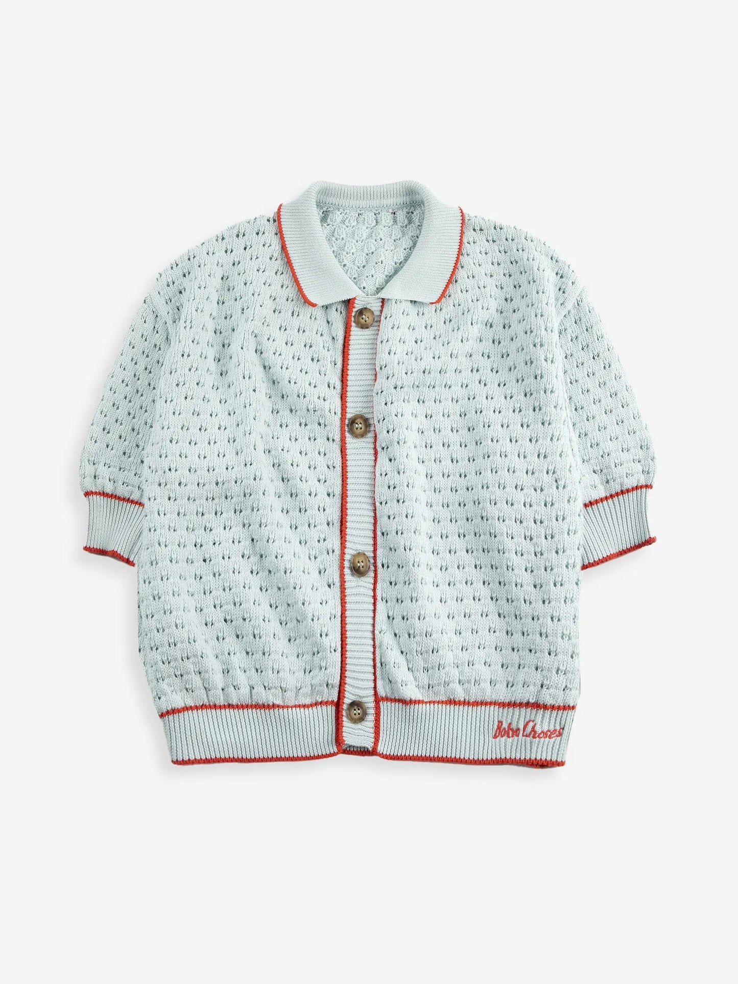 Openwork knitted cotton cardigan