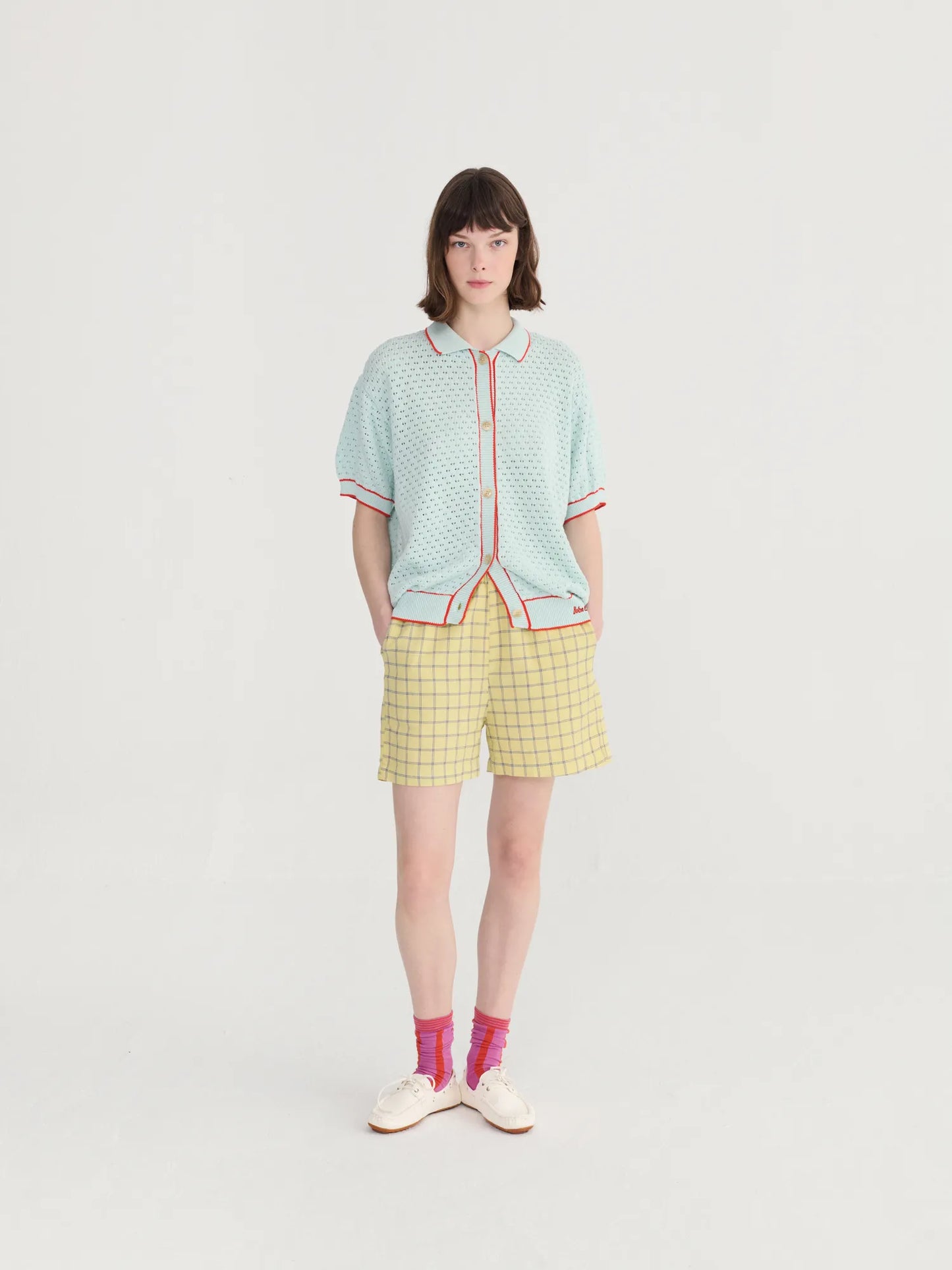 Openwork knitted cotton cardigan