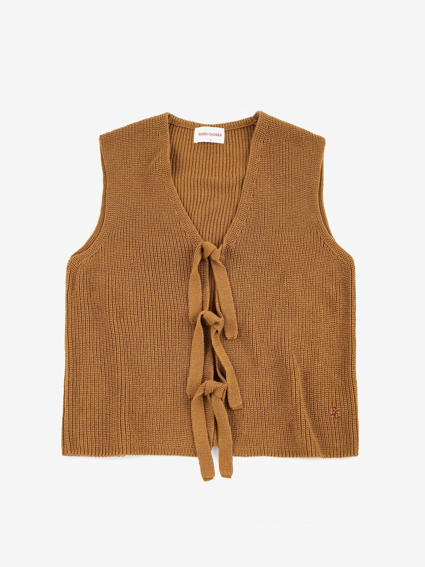 Openwork knitted cotton vest