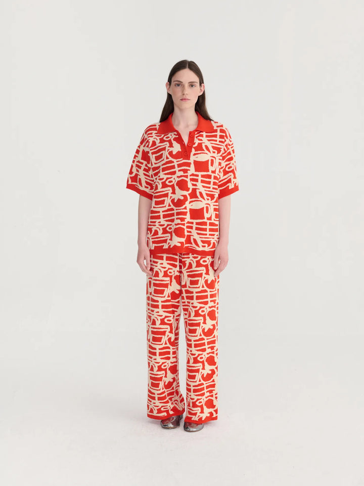 Cookery festival jacquard knitted polo