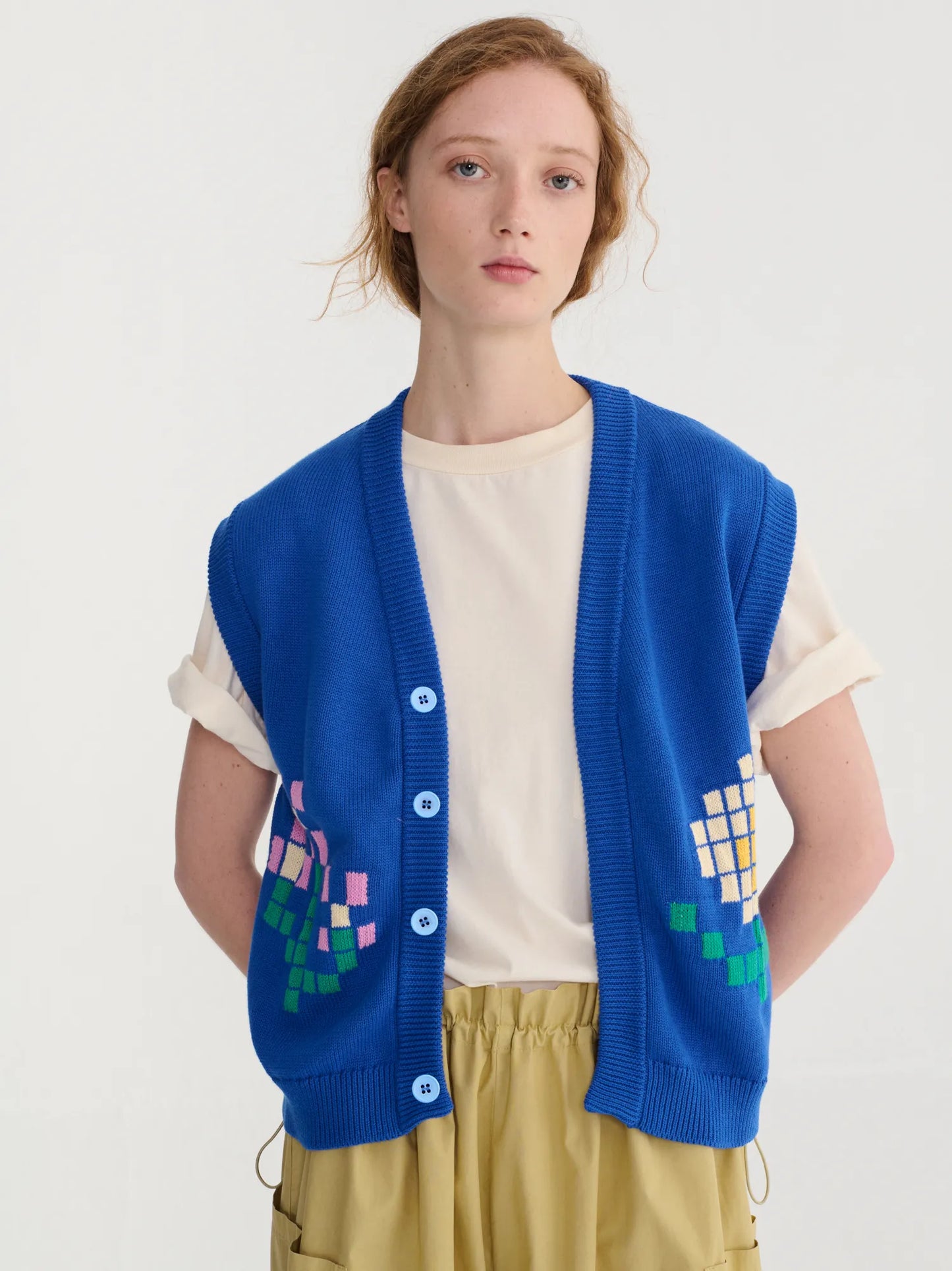 Pixel Flowers cotton vest