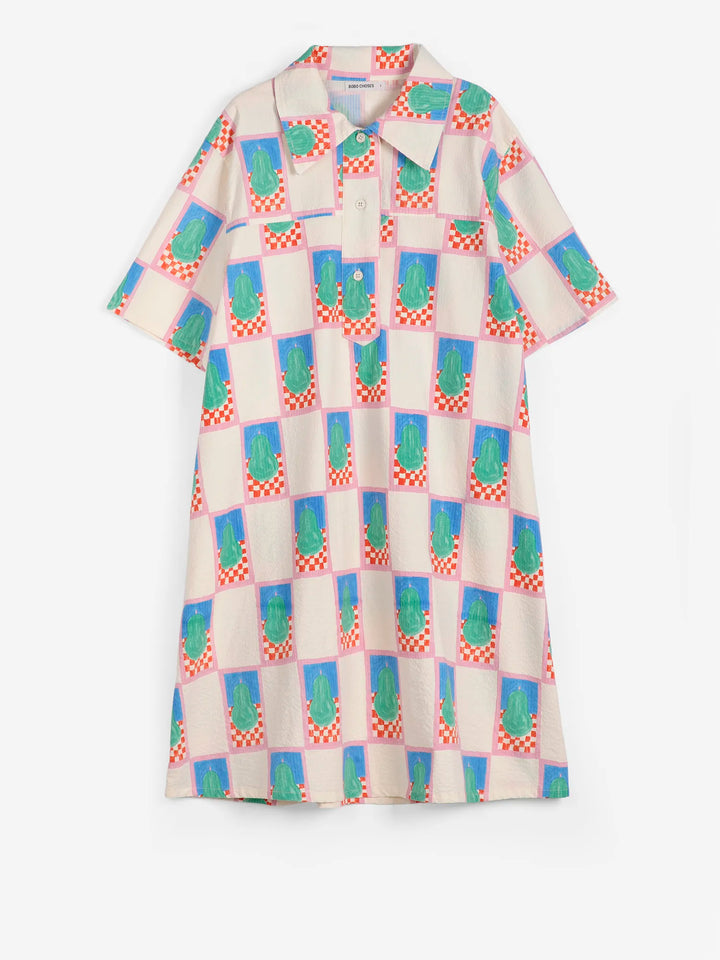 Simple pear pattern mini shirt dress