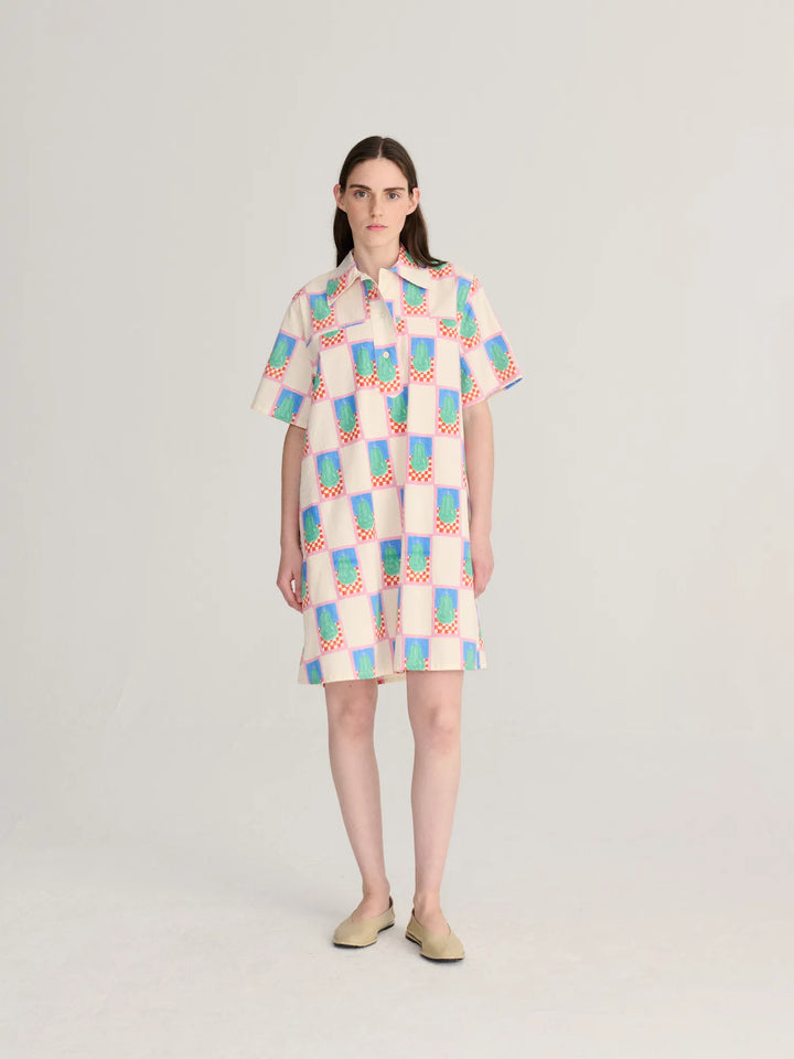 Simple pear pattern mini shirt dress