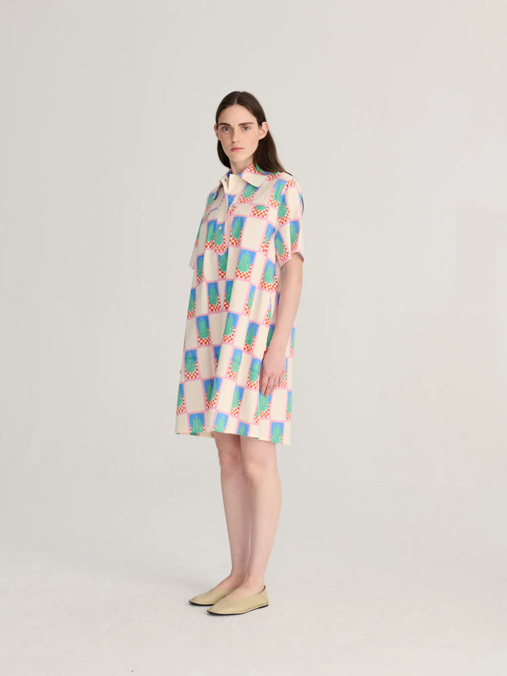 Simple pear pattern mini shirt dress