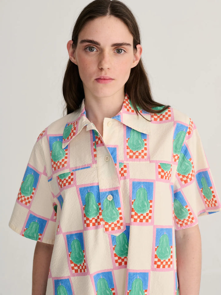 Simple pear pattern mini shirt dress