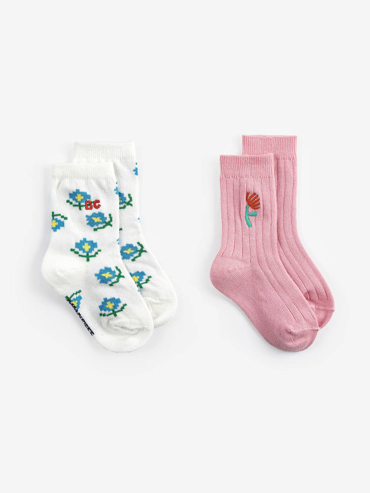 Flower short socks pack x 2