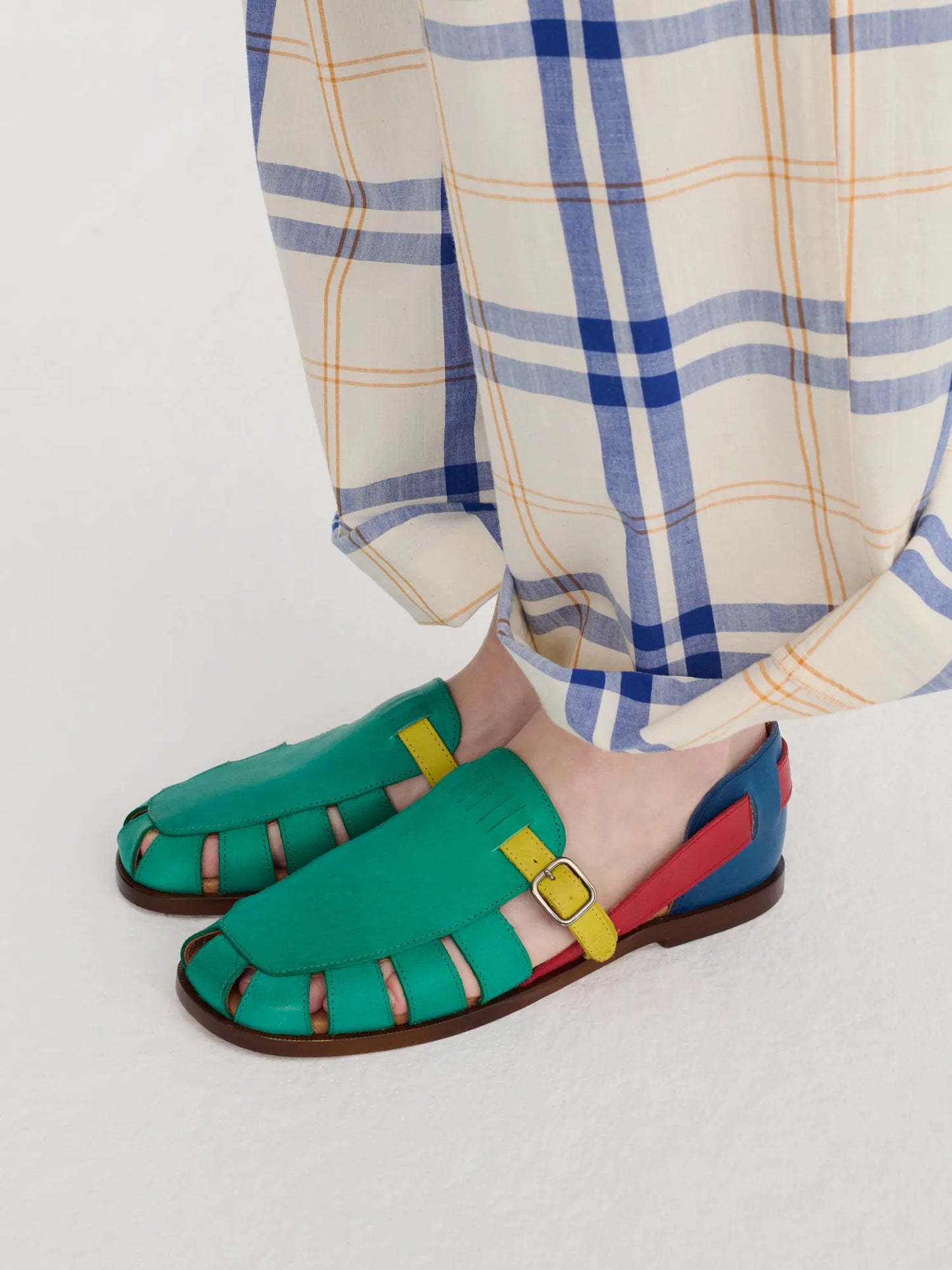 Pickels color block leather sandal