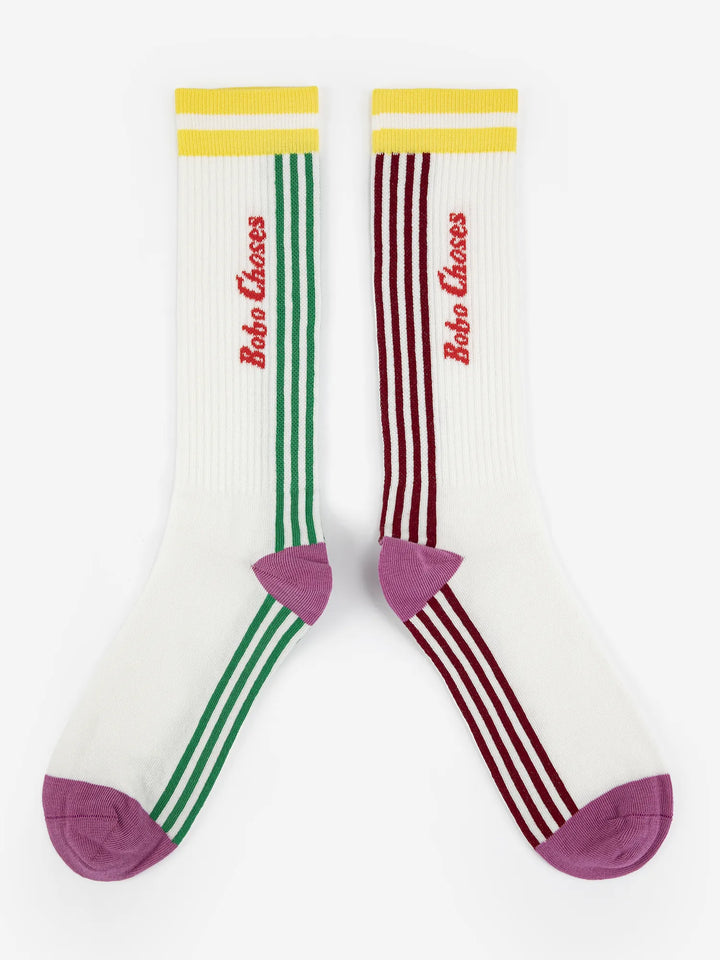 Striped cotton long socks
