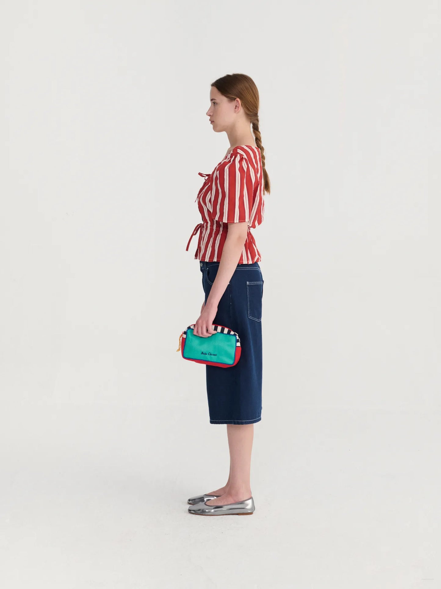 Color block cotton pouch