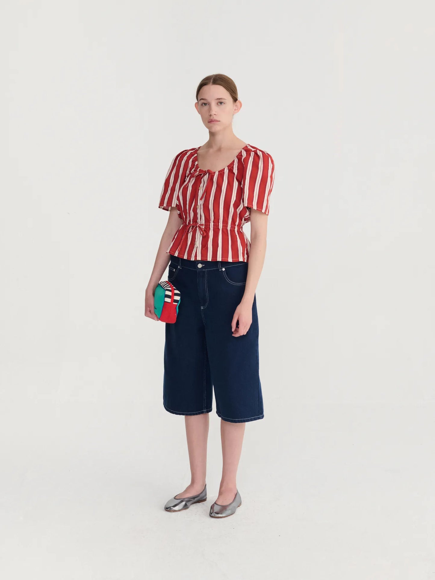 Color block cotton pouch