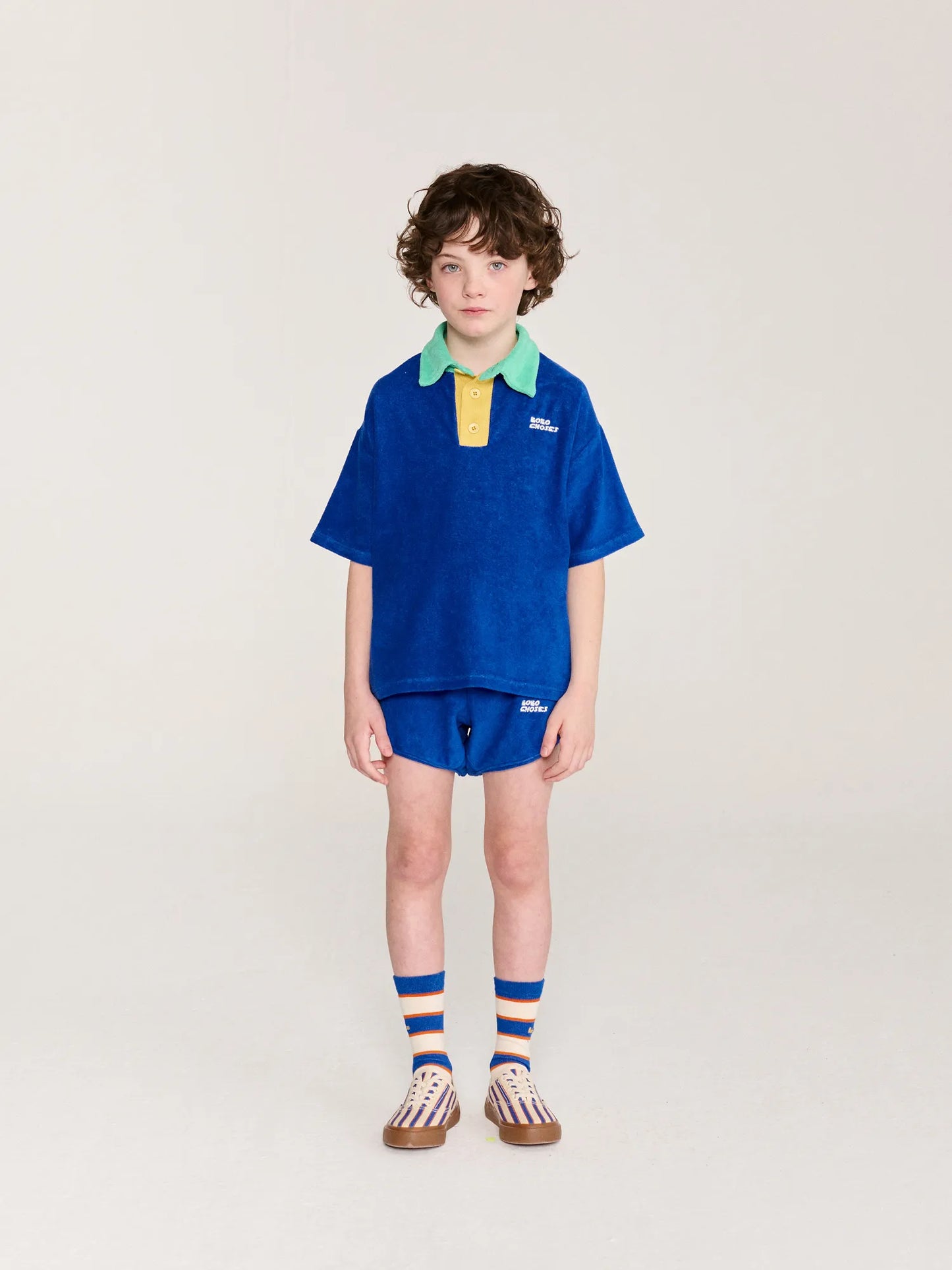 Color block terry cloth polo