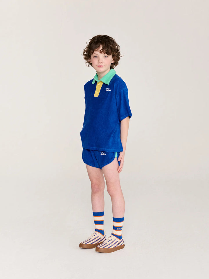 Color block terry cloth polo