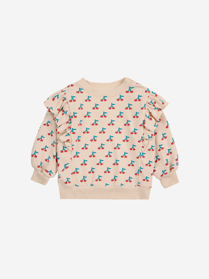 Baby cherry print frill sweatshirt