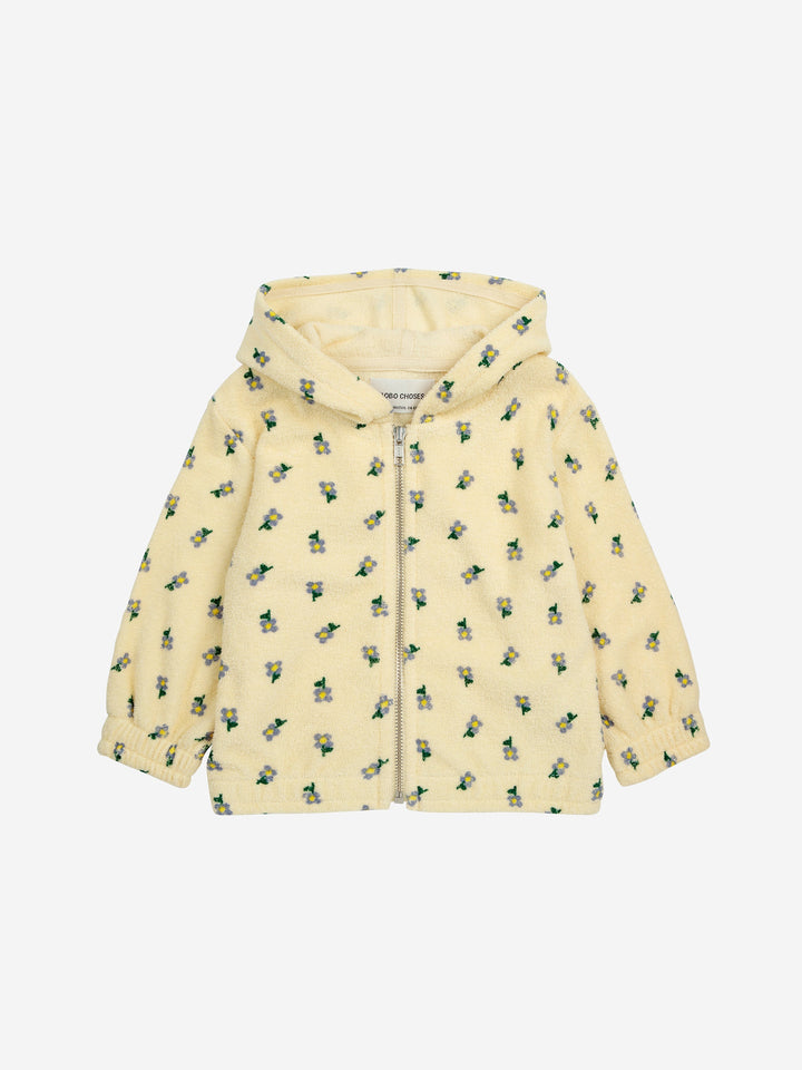 Baby Pansy Flower Print Zip Sweatshirt