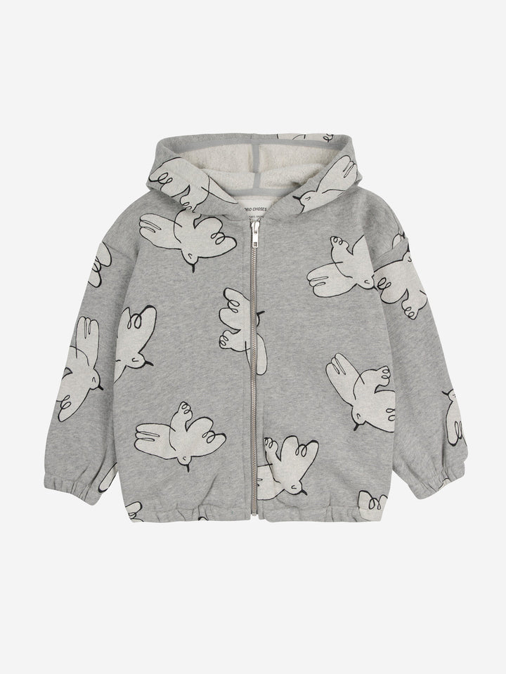 Freedom Bird print zip hoodie