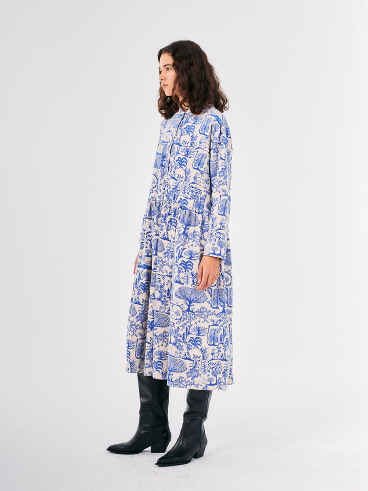 Wonderland printed corduroy loose fit dress