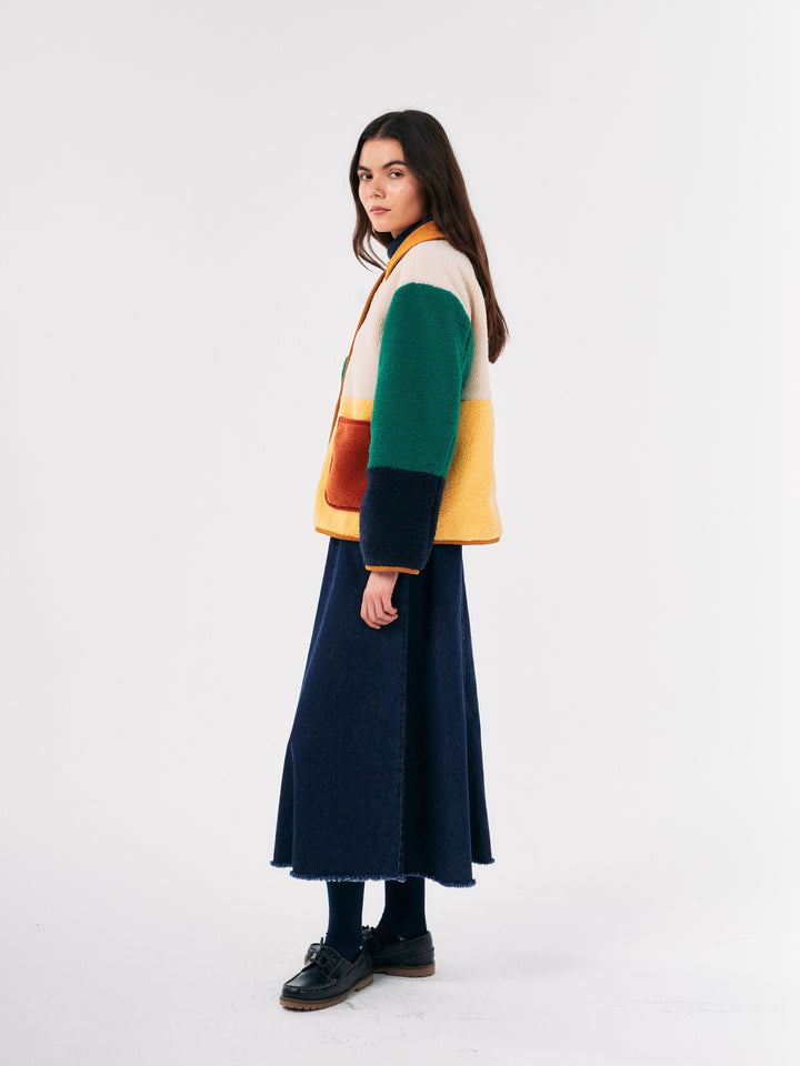 Color Block sheepskin jacket