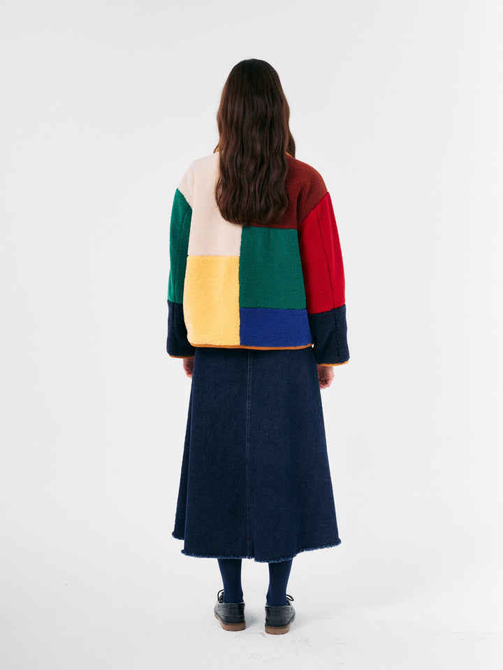 Color Block sheepskin jacket
