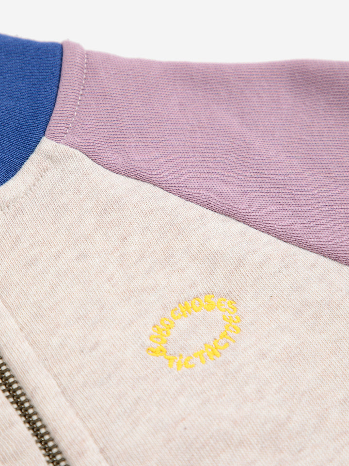 Tic Tac Toe color block zipped sweat blouson