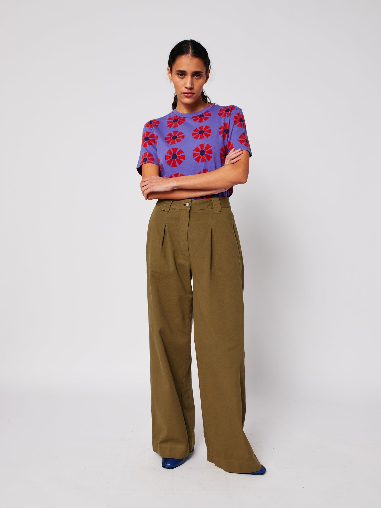 Flower pattern fitted T-shirt