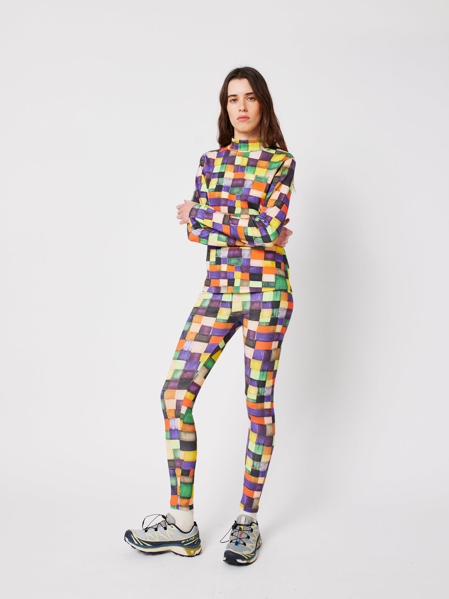 Rainbow Plaid タートルネックトップ