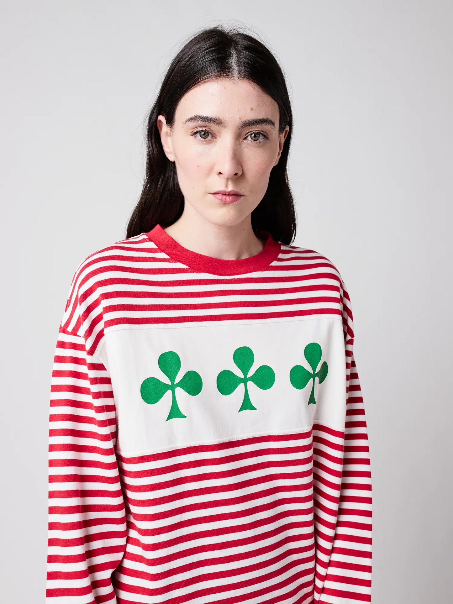 Shamrock knitted striped T-shirt