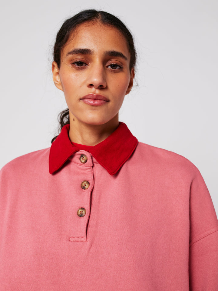 Color block polo sweatshirt