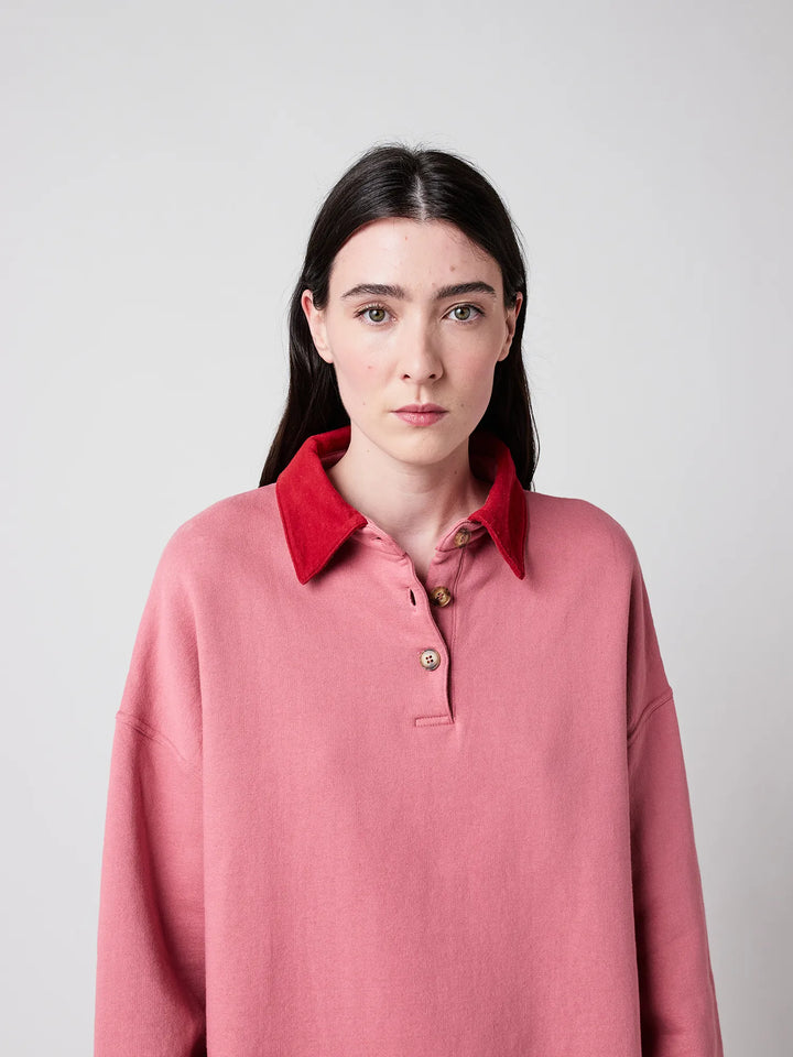 Color block polo sweatshirt