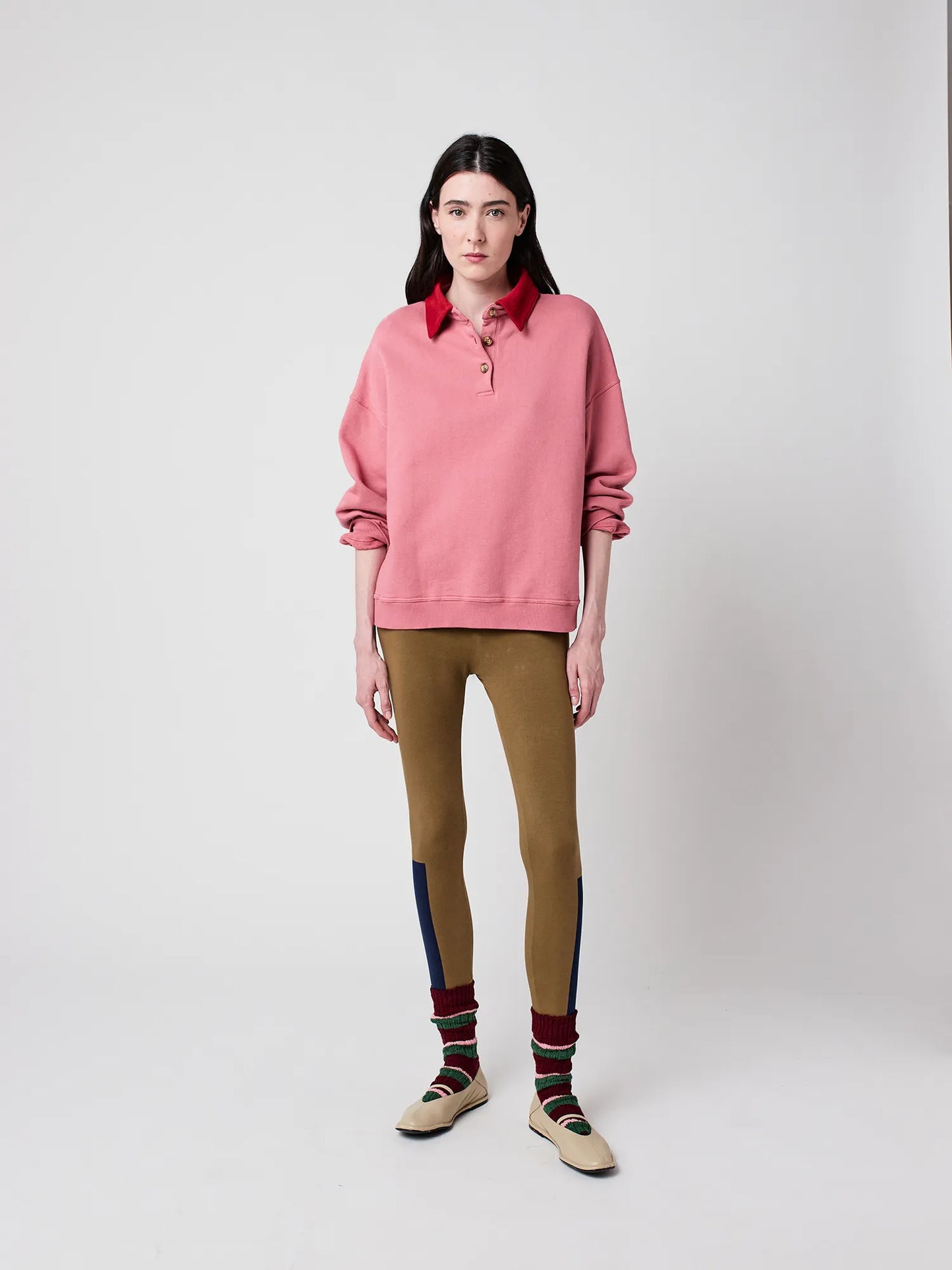 Colour block ポロオーバーサイズスウェットシャツ
