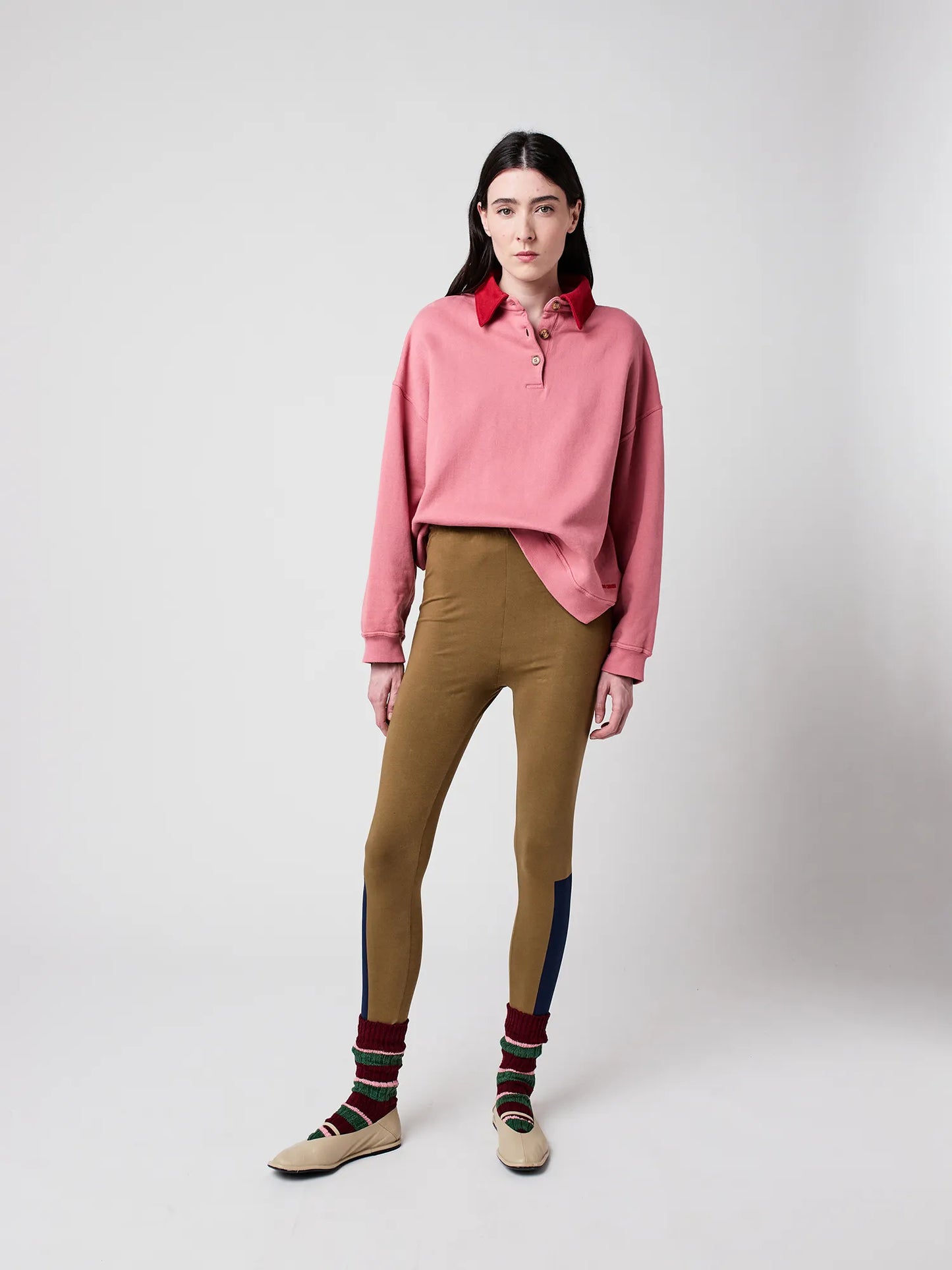 Colour block ポロオーバーサイズスウェットシャツ