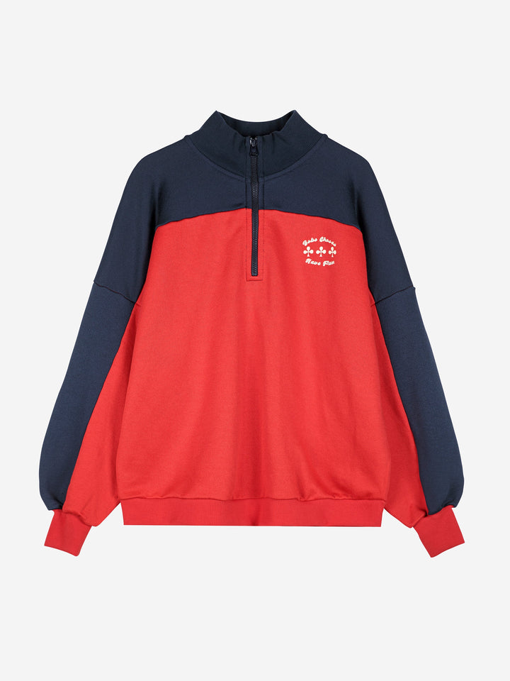 Half zip color block sweatshirt