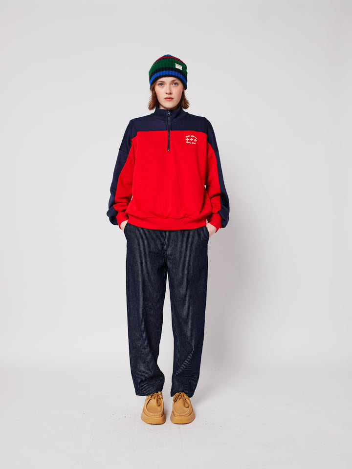 Half zip color block sweatshirt