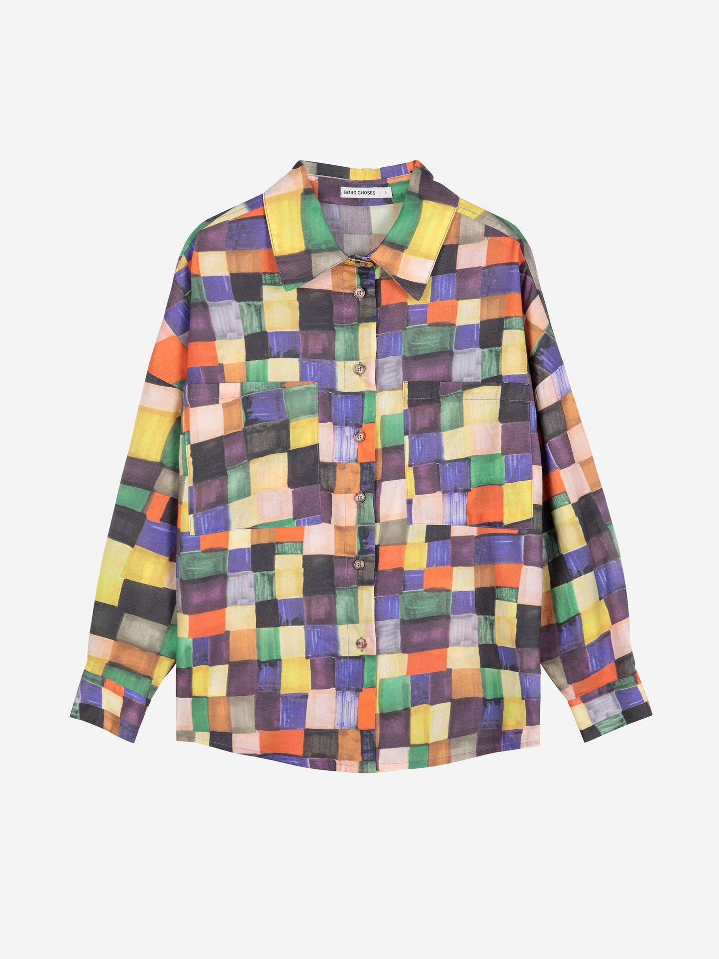 Rainbow Plaidパターンリラックスシャツ