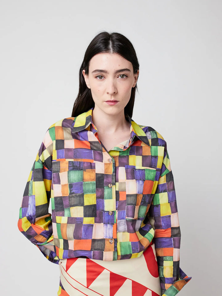 Rainbow Plaid Pattern relaxed shirt